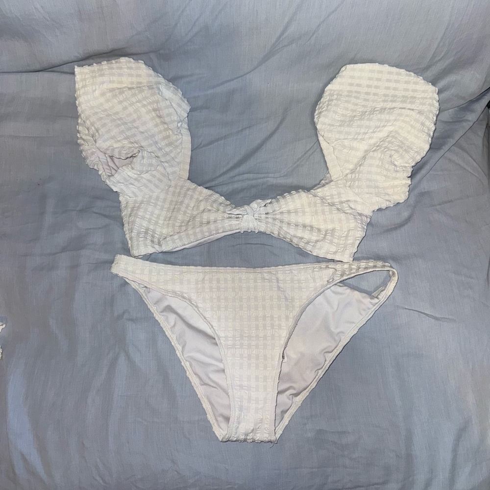 Billabong White Textured Bikini Set